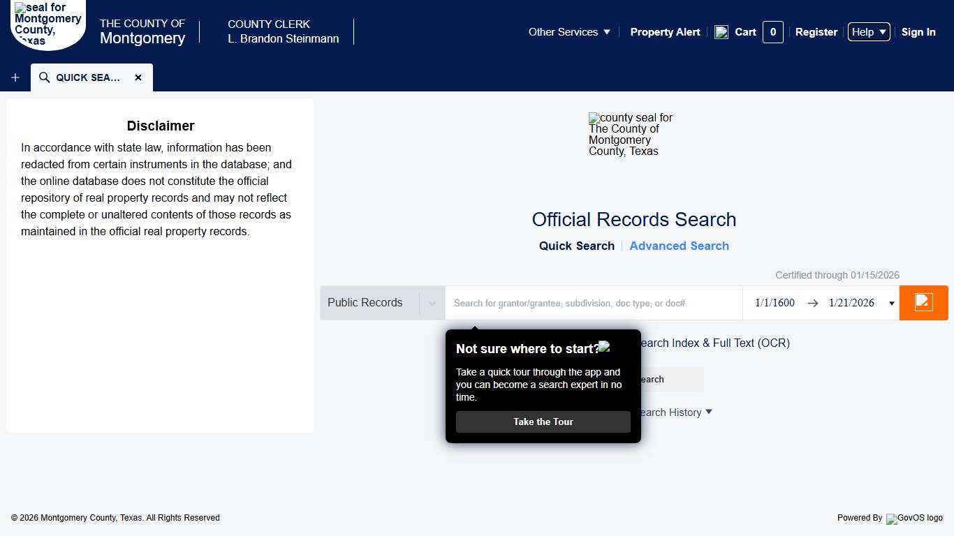 Official Record Search - Quick Search
